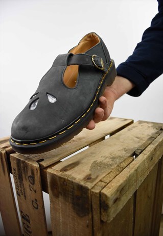 VINTAGE DR MARTENS 8062 MARY JANE SHOES IN BLUE LEATHER UK8