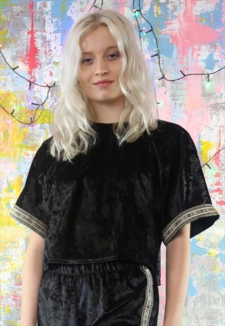 BLACK VELVET KIMONO SLEEVE TOP
