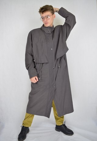 VINTAGE GREY CLASSIC TRENCH COAT