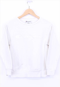 Vintage Champion Sweatshirt White Pullover With Tonal Logo