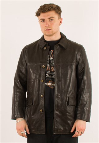VINTAGE 90S BLACK REDSKINS LEATHER JACKET LARGE