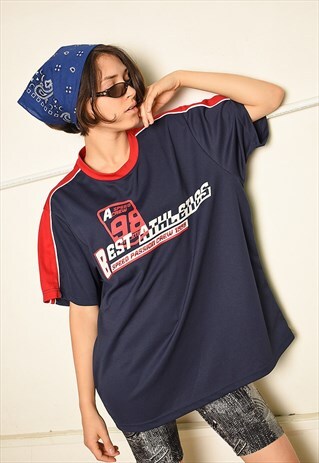 VINTAGE 90S SLOUCHY OVERSIZED SPORTS JERSEY T-SHIRT TOP
