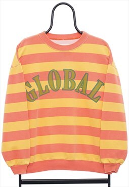 Vintage Benetton Global Striped Orange Sweatshirt Womens