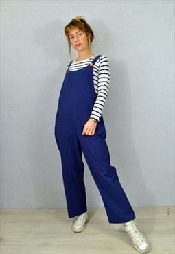 Dungarees Relaxed Fit Long Navy Workwear Blue