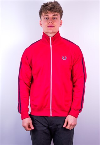 VINTAGE FRED PERRY STRIPED JACKET IN RED