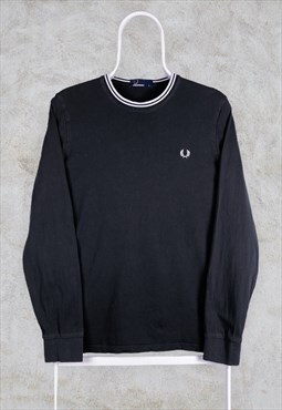 Vintage Fred Perry Black Long Sleeved Ringer T-Shirt Small