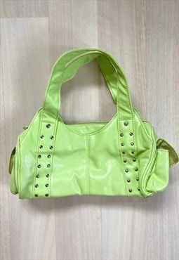Vintage 90's/Y2K Lime Green Faux Leather Handbag