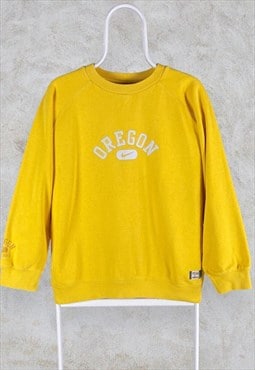 Vintage Yellow Nike Sweatshirt Centre Swoosh Oregon Small