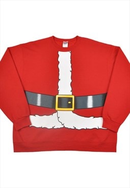 Vintage Christmas Sweatshirt Santa Costume Red XL
