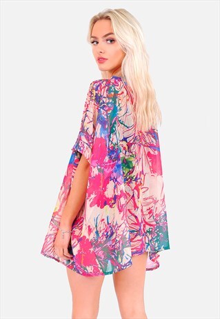 PAINT SPLASH OVERSIZED CHIFFON T SHIRT/DRESS