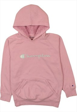 Champion 90's Spellout Pullover Hoodie Large Pink