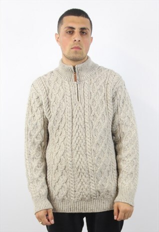 VINTAGE ARAN 1/4 ZIP JUMPER