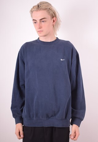 NIKE MENS VINTAGE SWEATSHIRT JUMPER XL NAVY BLUE 90S