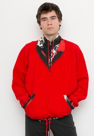 RED FLEECE QUARTER ZIP SKI JACKET