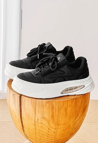 Edgy sneakers platform trainers faux leather cyber shoes