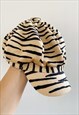 Vintage Y2K 00s retro faux fur animal print beret cap hat