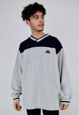 VINTAGE 90'S KAPPA GREY & BLACK SWEATSHIRT