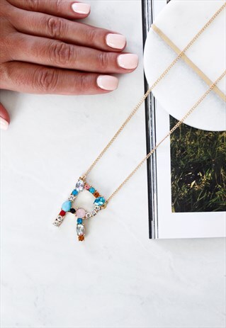GOLD PERSONALISED MONOGRAM INITIAL 'R' STATEMENT NECKLACE
