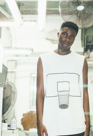 DEMOS WHITE BACKBOARD BASKET COTTON VEST BASKETBALL TEE