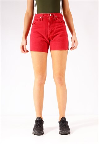VINTAGE WRANGLER FESTIVAL CUT OFF SHORTS BRIGHT RED