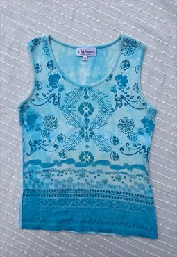 Vintage Y2K Blue Turquoise Tank Cami Vest Top 