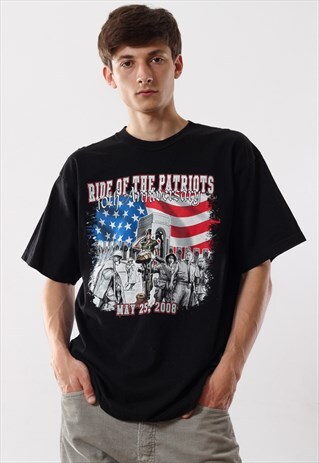 VINTAGE HARLEY DAVIDSON RIDE OF THE PATRIOTS GRAPHIC TEE
