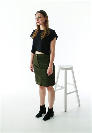LEATHER FITTED SKIRT / OLIVE MINI SKIRT