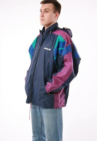 90S VINTAGE ADIDAS WATERPROOF OLDSCHOOL HOODED JACKET 13847