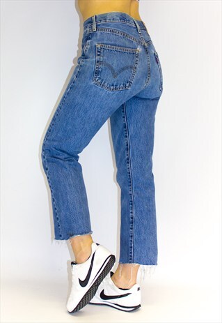 VINTAGE 501 ANKLE GRAZER RAW HEM JEANS