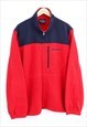 Vintage Nautica Fleece Red Navy Zip Up Colour Block 90s
