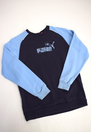 VINTAGE 90S PUMA BLUE NAVY RAGLAN SWEATSHIRT