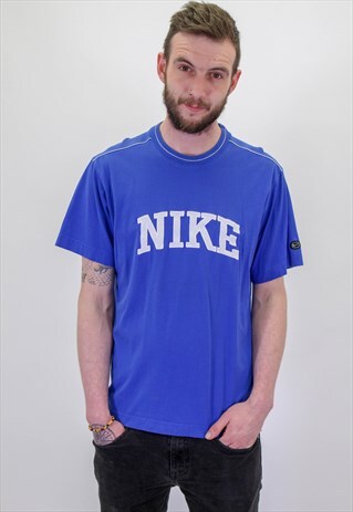 VINTAGE NIKE LOGO T-SHIRT IN BLUE XL