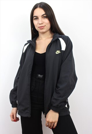 90'S RETRO BLACK/GREY SPELL-OUT FESTIVAL TRACK JACKET