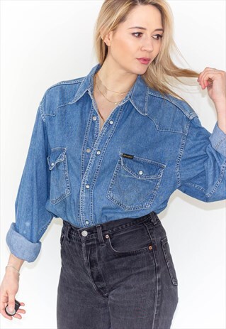 VINTAGE 90'S WRANGLER SOFT DENIM BOYFRIEND SHIRT