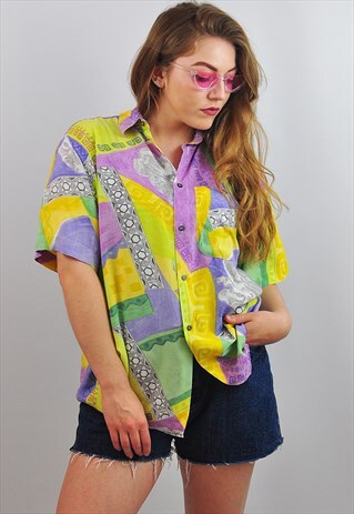 VINTAGE ABSTRACT FESTIVAL PATTERNED SHIRT