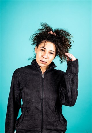 VINTAGE SPYDER FLEECE JACKET IN BLACK WITH A ZIP