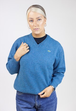 VINTAGE LACOSTE BLUE KNIT JUMPER