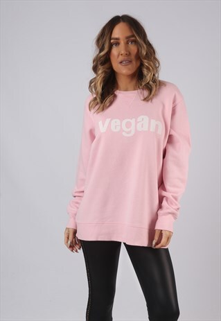 VINTAGE VEGAN SWEATSHIRT PRINT OVERSIZED UK 16 (DL2D)