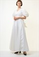 1970s White Wedding Bohemian Dress size 36 4505