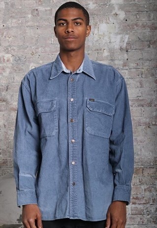 VINTAGE LEE CORDUROY WORKWEAR SHIRT BLUE