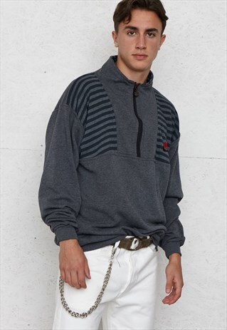 VINTAGE GREY NIKE 1/4 ZIP PULLOVER SWEATSHIRT