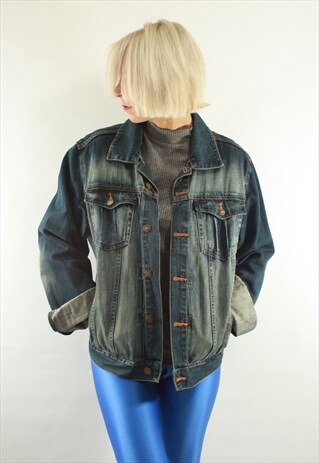 VINTAGE 90' NAVY BLUE UNISEX DENIM JACKET