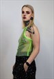 TRANSPARENT SEQUIN TSHIRT GLITTER MESH TOP SPARKLY NEON VEST