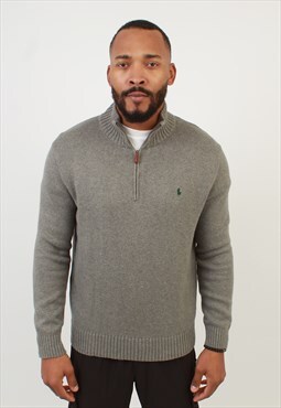 Men's Polo Ralph Lauren grey zip neck sweater