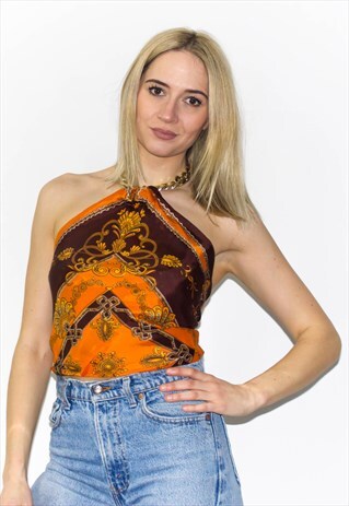 VINTAGE 90'S GOLD CHAIN HALTER TOP