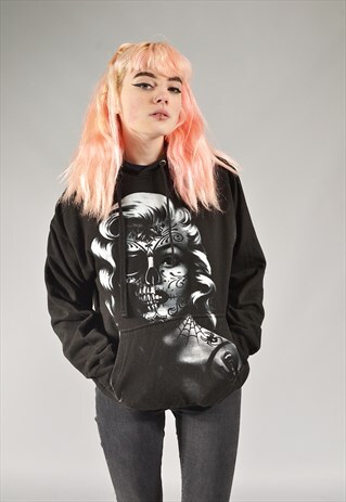 VINTAGE BLACK MARILYN MONROE DAY OF THE DEAD HOODIE