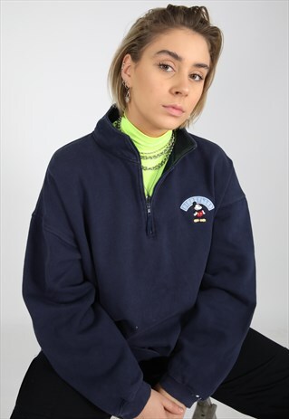 VINTAGE DISNEYLAND NAVY BLUE HALF ZIP SWEATSHIRT