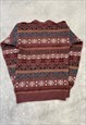 VINTAGE KNITTED JUMPER ABSTRACT PATTERNED KNIT SWEATER