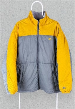 Vintage Starter Puffer Jacket Yellow Mens Large