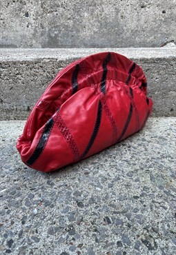80s Bright Red Slouchy Clutch Bag